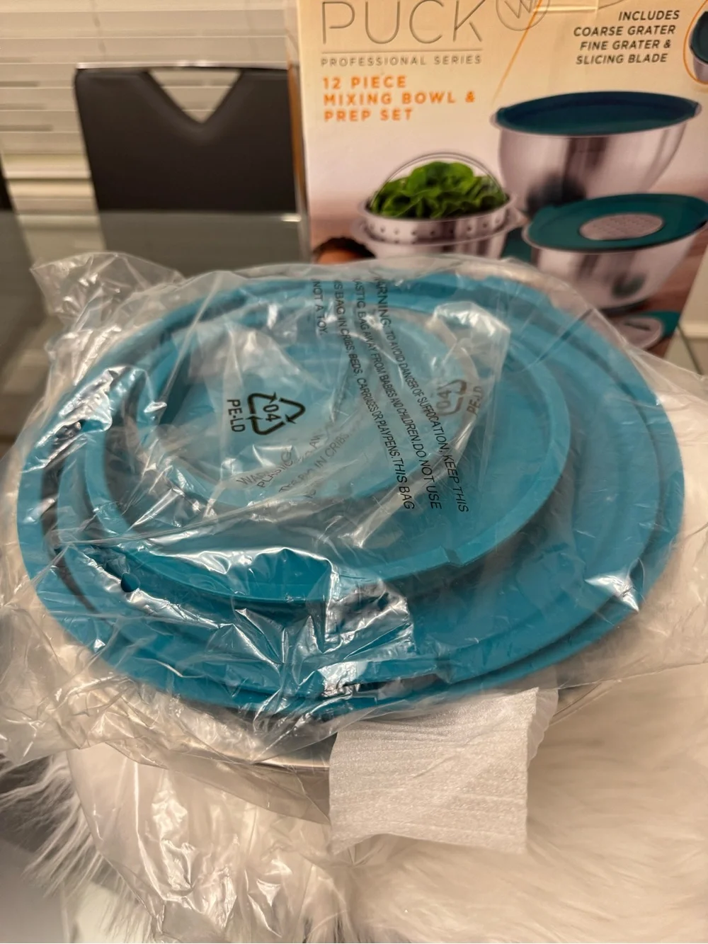PUCK 12-Piece Mixing Bowl & Prep Set with Teal Lids